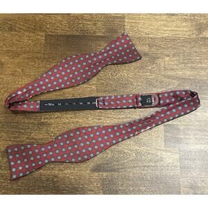 J Press Men’s Bow Tie Red Navy Print FLAWS